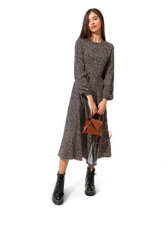 Dotted Pattern Midi Dress