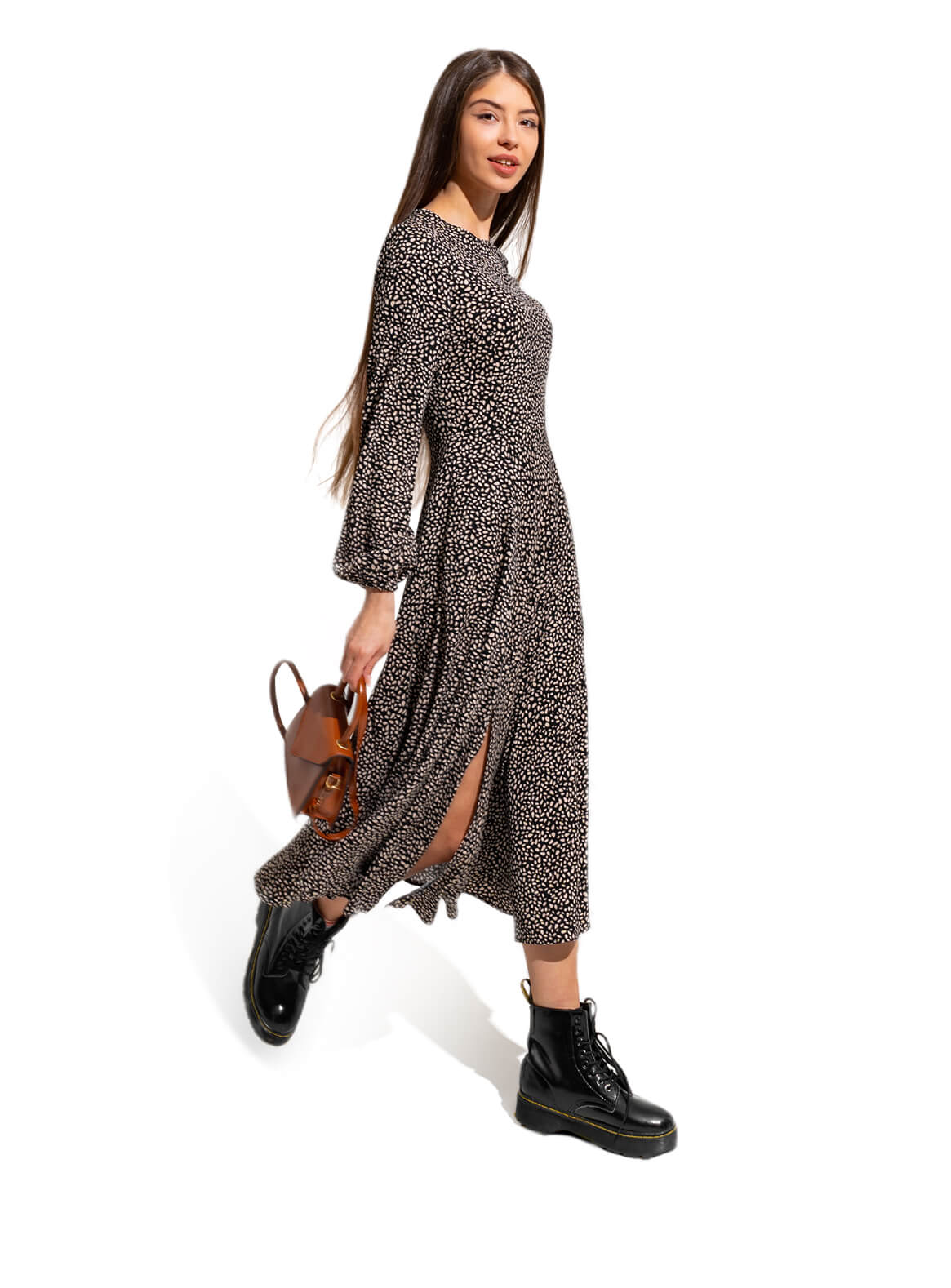 Dotted Pattern Midi Dress