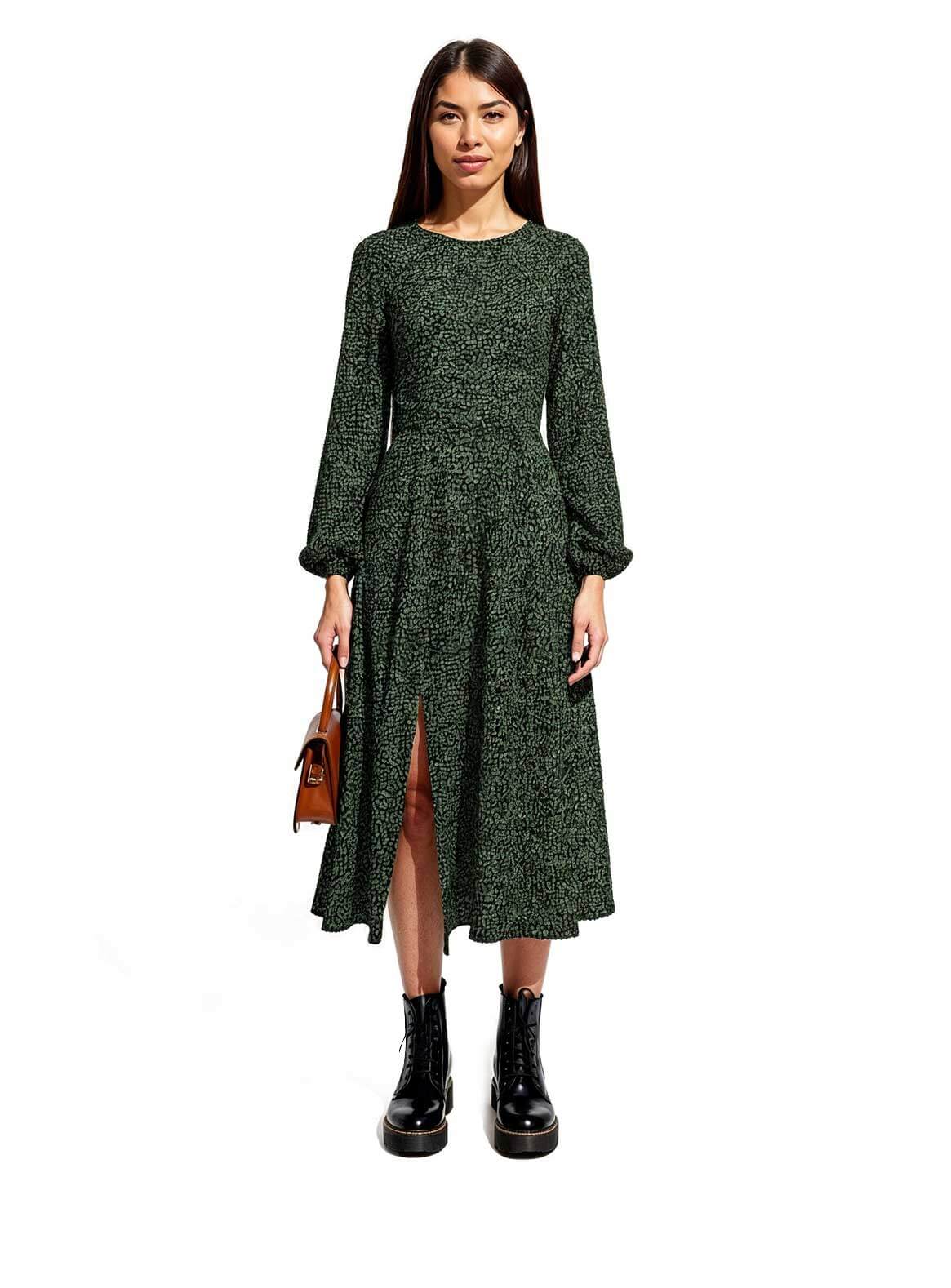 Dotted Pattern Midi Dress