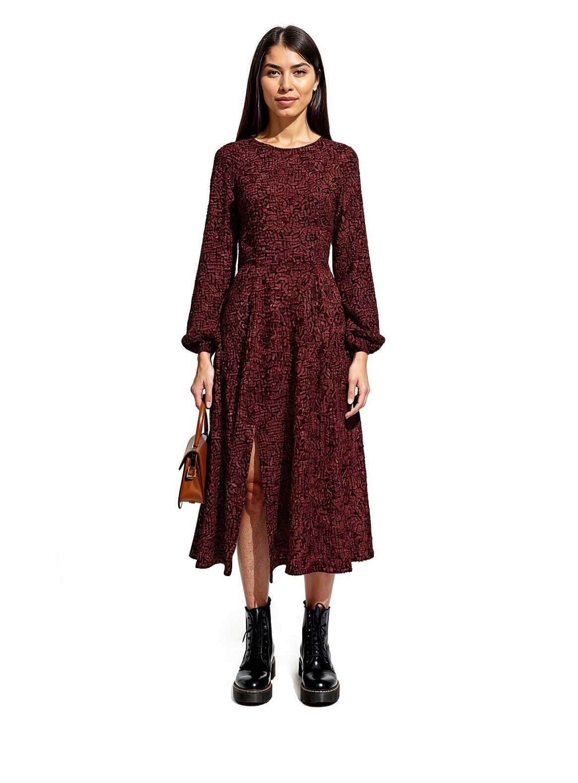 Dotted Pattern Midi Dress