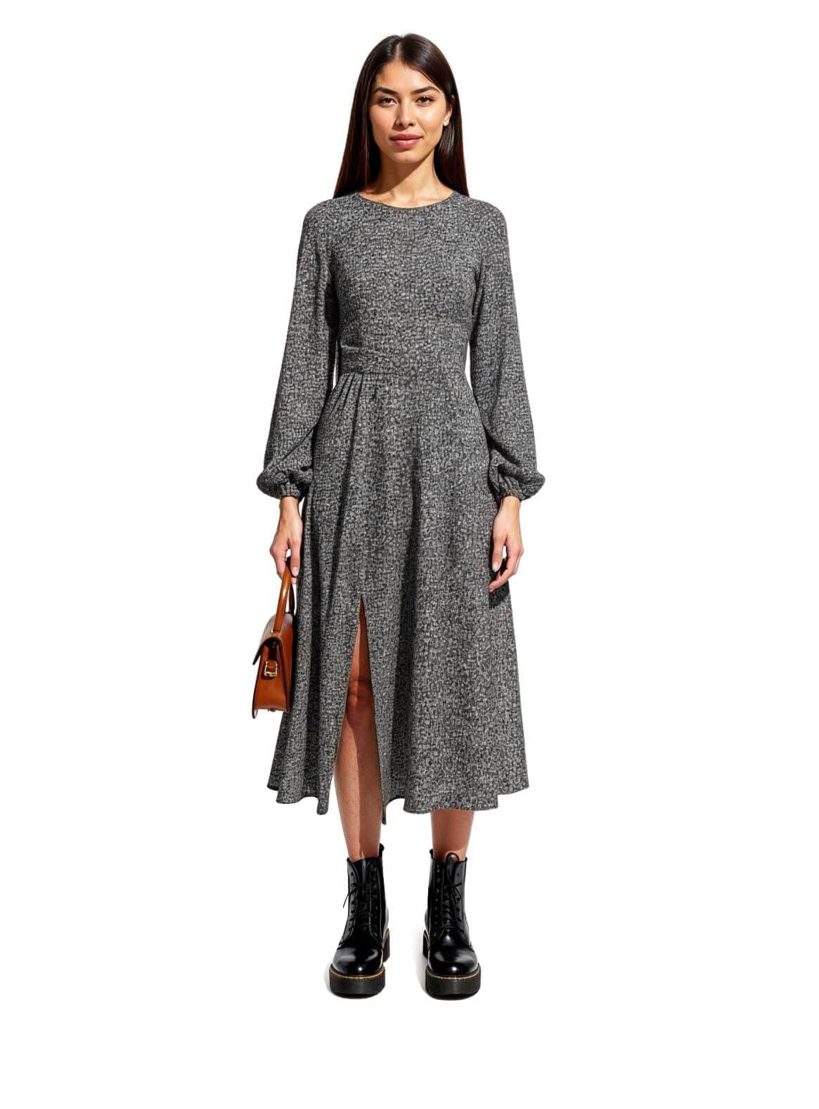 Dotted Pattern Midi Dress