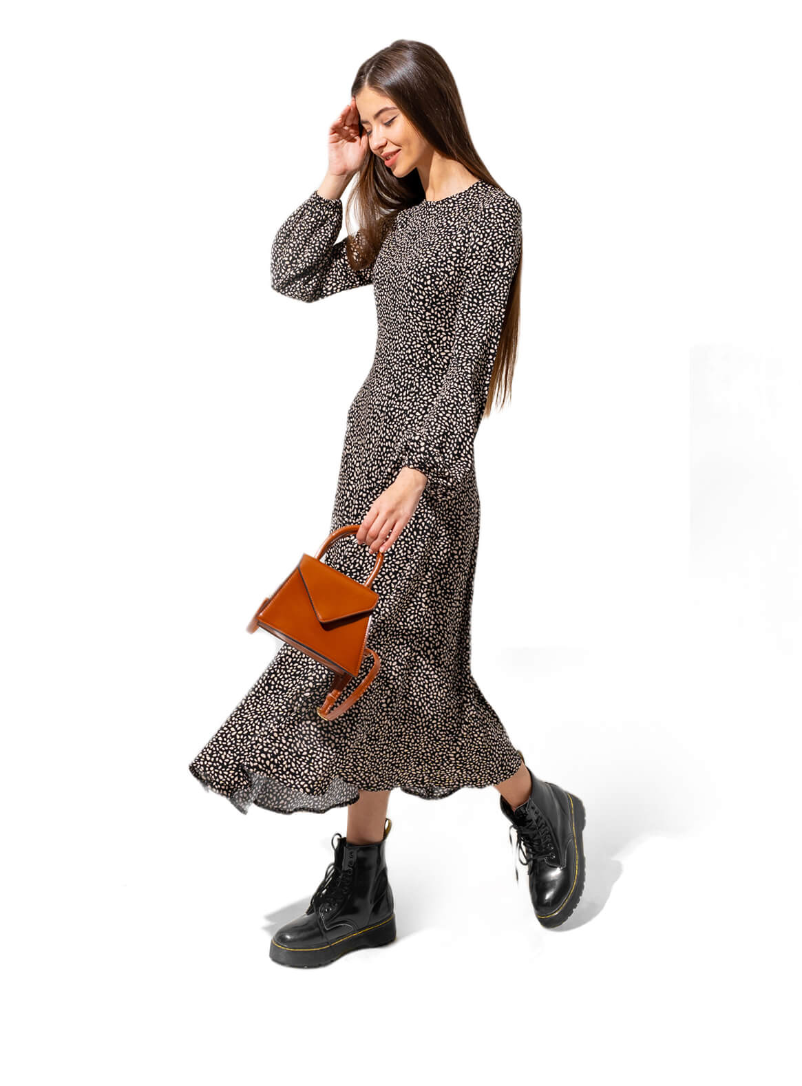 Dotted Pattern Midi Dress