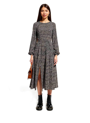 Dotted Pattern Midi Dress